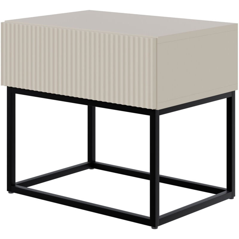 foto del prodotto veldio comodino con gambe nere 50 cm grigio beige selsey