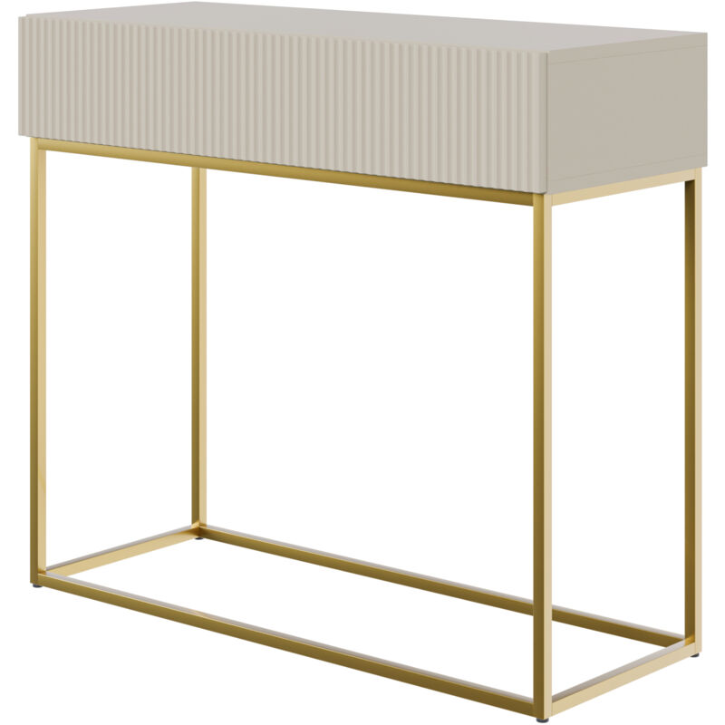 foto del prodotto veldio console 90 cm taupe grigio beige con piedini dorati selsey