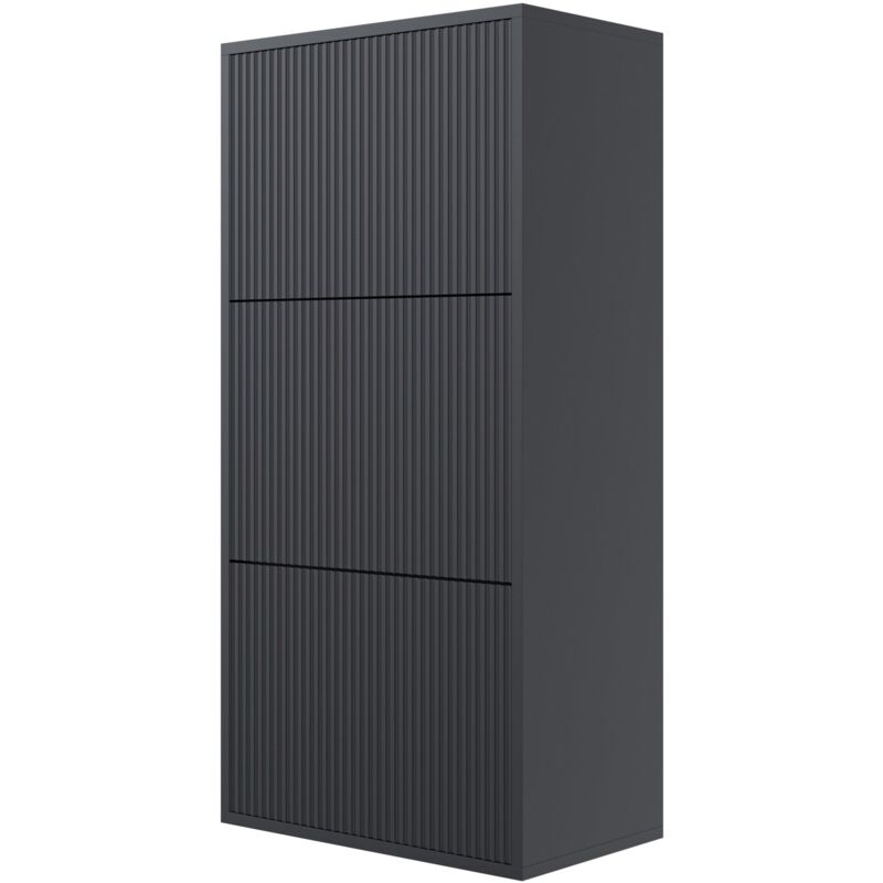 foto del prodotto veldio scarpiera a muro con 3 ante 50 cm nero selsey