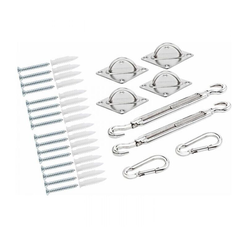 foto del prodotto vele ombreggianti, protezione per tendaggi, kit di fissaggio per accessori per tendaggi, accessori per tendaggi in acciaio inox ymyny