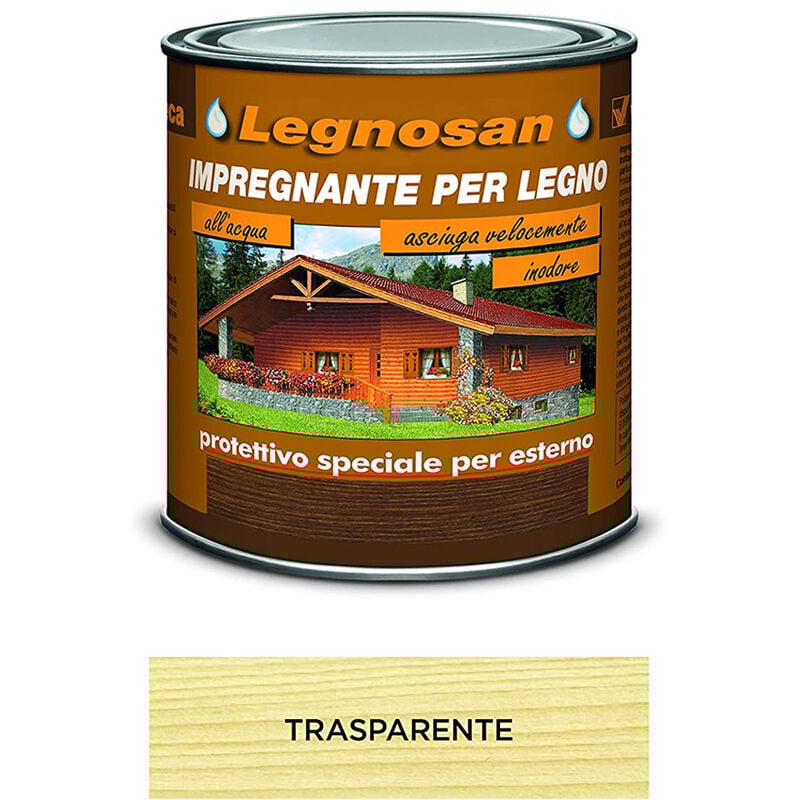 foto del prodotto veleca impregnante all acqua per legno esterno legnosan 750 ml trasparente