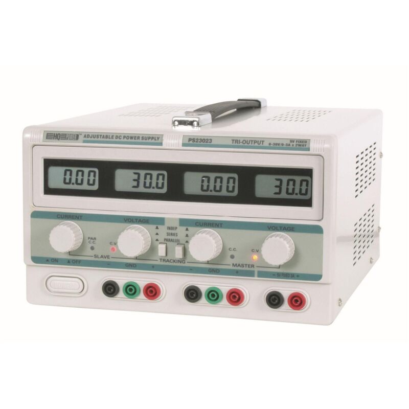 foto del prodotto velleman doppio alimentatore dc lab 2x 0 30 vdc 0 3 a 5 vdc fisso 3 a max con 4 display lcd