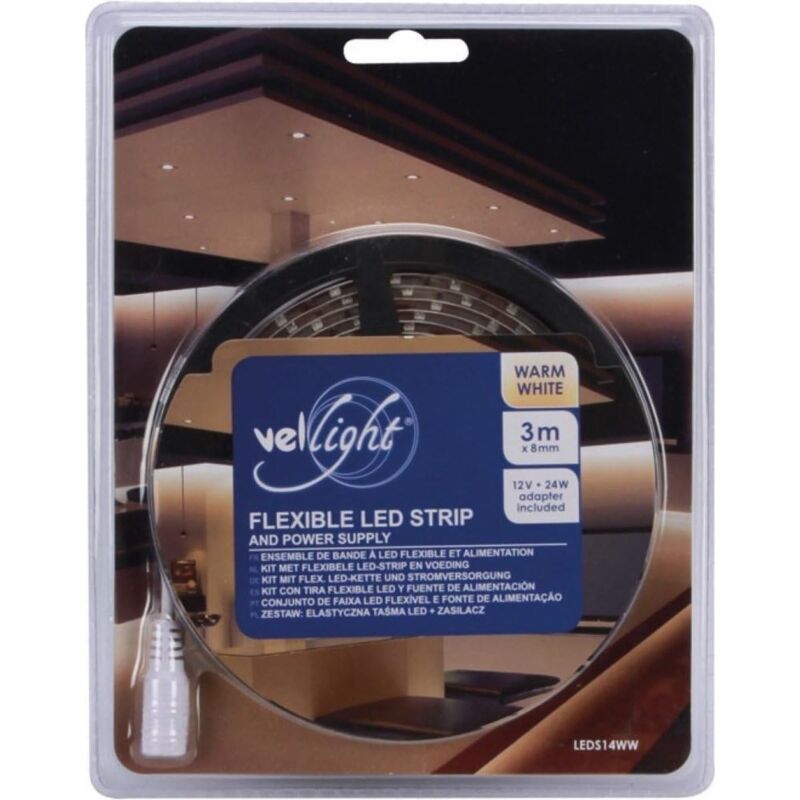 foto del prodotto velleman leds14ww kit nastro a led flessibile vetro bianco 3 m