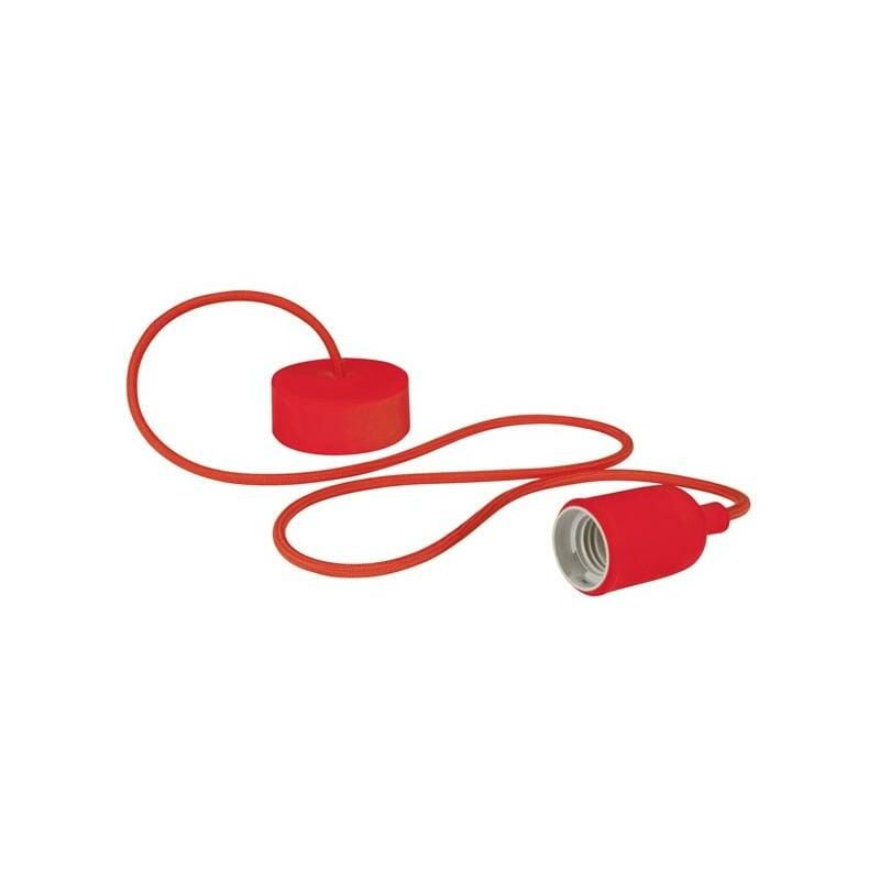 foto del prodotto velleman portalampada a sospensione design con cavo in tessuto rosso