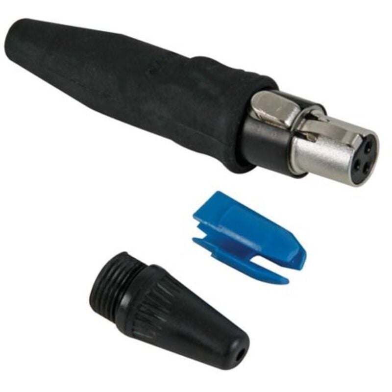 foto del prodotto velleman - rean - connettore per cavo tiny 3 poli, guscio in metallo nero, contatti placcati oro