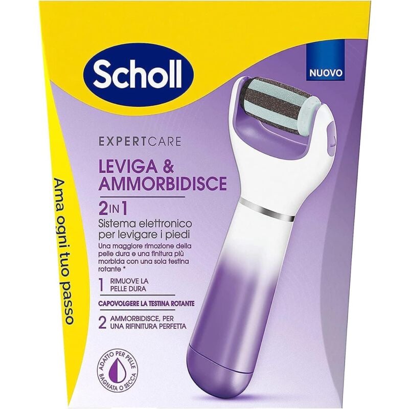 foto del prodotto velvet 2in1 sistema di pedicure elettronico per levigare i piedi testine doppia azione rimuove calli e talloni screpolati scholl