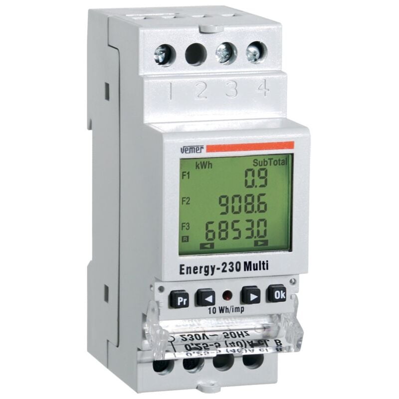 foto del prodotto vemer contatore di energia monofase con 3 fasce orarie ve429700 energy 230 multi
