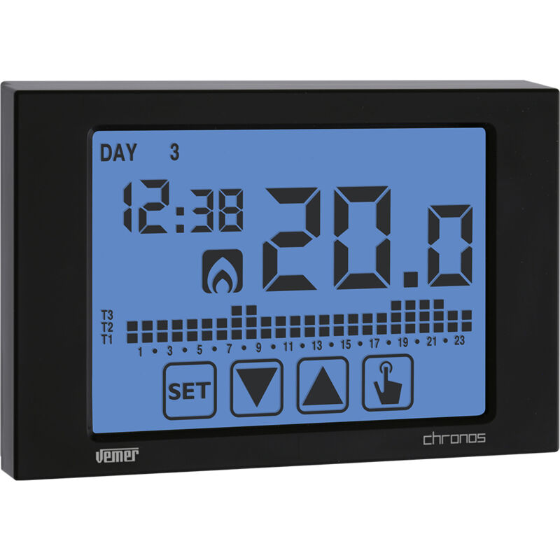 foto del prodotto vemer cronotermostato digitale touch screen alimentazione 230v programmazione settimanale ve454500 chronos