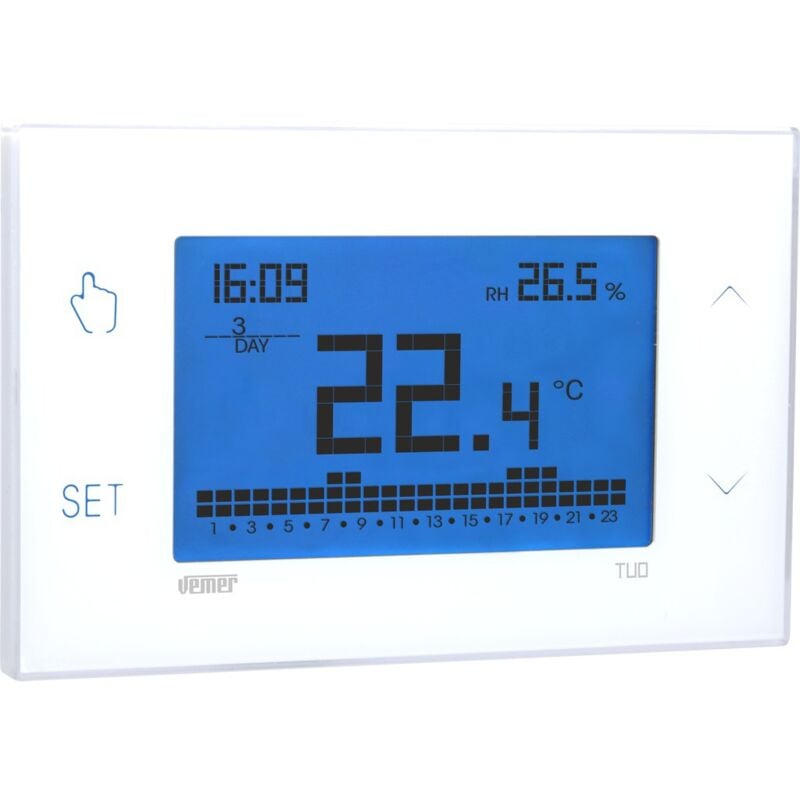 foto del prodotto vemer cronotermostato digitale touchscreen programmazione settimanale alimentazione 230v ve771600 tuo