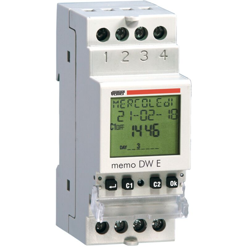 foto del prodotto vemer interruttore orario digitale su guida din vp871800 memo dw e