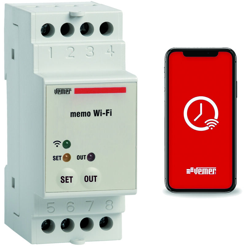 foto del prodotto vemer - interruttore wifi astronomico e o orario con app su guida din ve780700 memo wifi