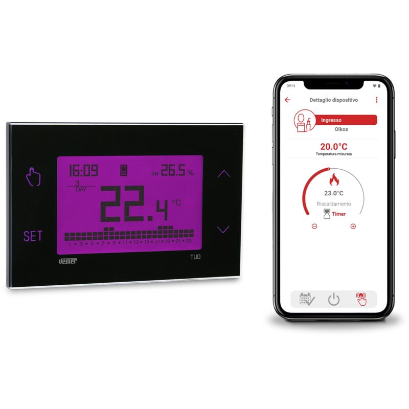 foto del prodotto vemer termostato 4g lte con sim dati inclusa configurazione bluetooth e controllo da remoto con app ve795900 tuo 4g