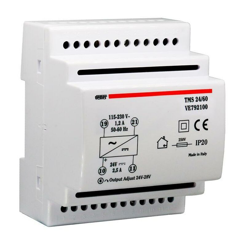 foto del prodotto vemer tms 24 60 alimentatore 60w 115 230 24vdc 2,5a 4m ve792100