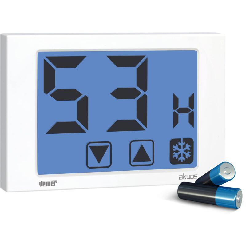 foto del prodotto vemer ve791200 akuos umidostato igrostato digitale touch screen da parete, alimentazione a batterie, bianco