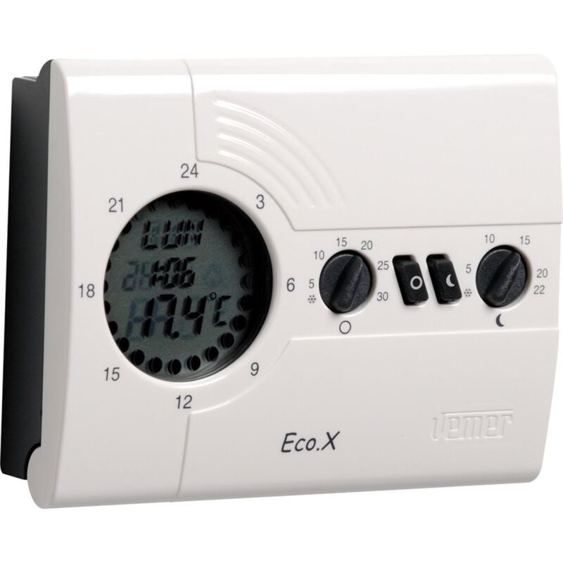 foto del prodotto vemer vn160800 eco.x w cronotermostato digitale per caldaia, programmazione settimanale, alimentazione a batterie, bianco