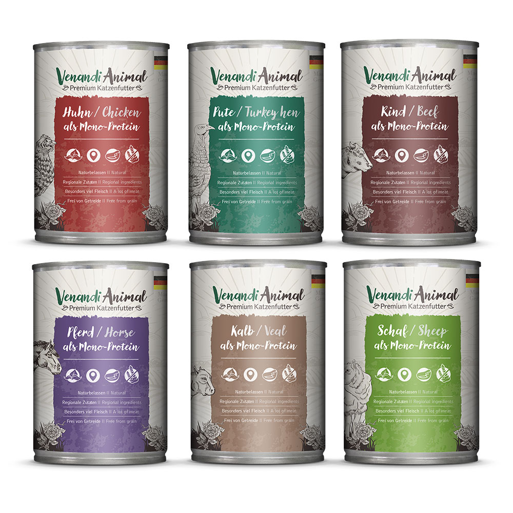 foto del prodotto venandi animal 6 x 400 g pacco misto umido gatto mix 6 variet 