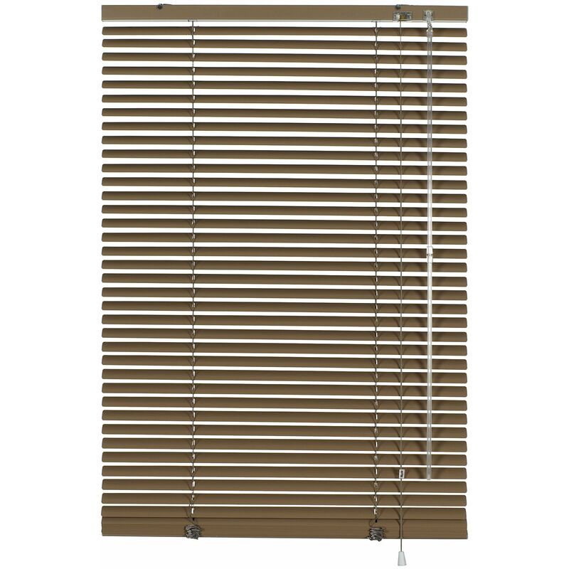 foto del prodotto veneziana in alluminio, visibilità, protezione dalla luce e ai raggi solari, fissaggio al muro e al plafone, kit di montaggio incluso, mocca, 40 x