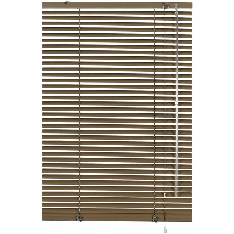foto del prodotto veneziana in alluminio, visibilit , protezione dalla luce e ai raggi solari, fissaggio al muro e al plafone, kit di montaggio incluso, mocca, 80 x