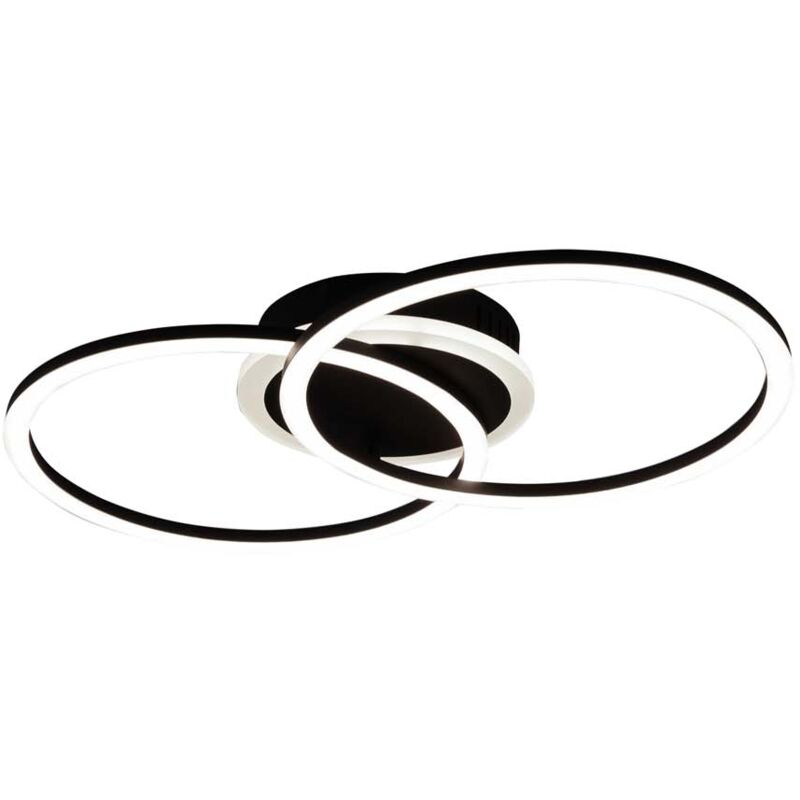 foto del prodotto venida plafoniera led doppio cerchio nero opaco con luce centrale regolazione intensita' interruttore l.50cm