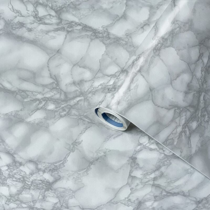 foto del prodotto venilia noble marble look pellicola adesiva, cloruro di polivinile pvc , marmo grigio, 45 cm x 2 m