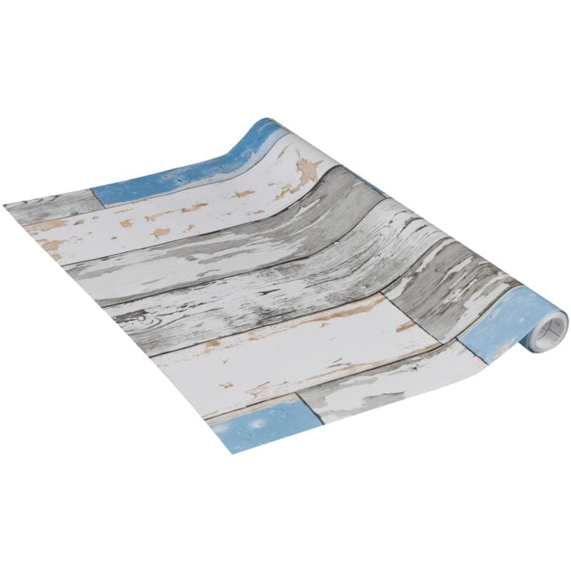 foto del prodotto venilia pellicola adesiva perfect fix, effetto legno blu shabby, 67,5cm x 2m, spessore 150 , pellicola autoadesiva per mobili o cucina, carta da