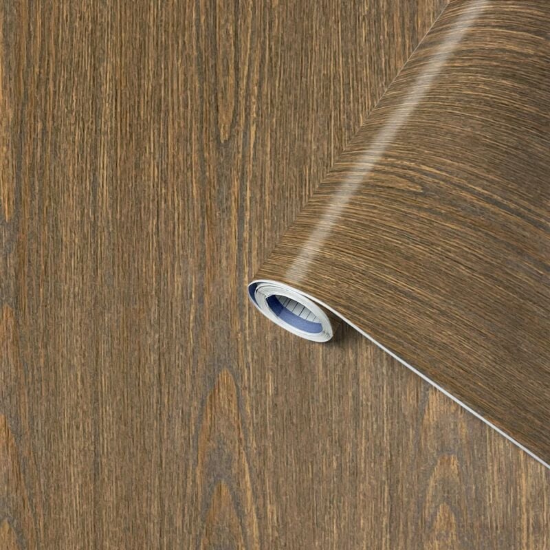 foto del prodotto venilia pellicola adesiva perfect fix, effetto legno rovere scuro, 67,5cm x 2m, spessore 150 , pellicola autoadesiva per mobili o cucina, carta da