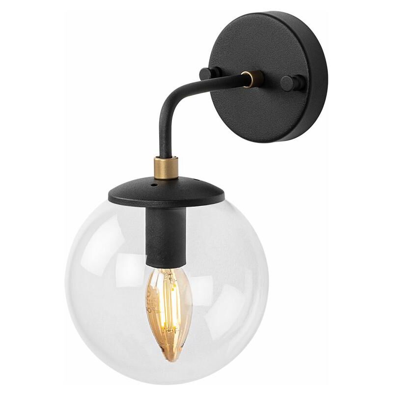 foto del prodotto vente unique applique da parete con sfera d. 15 x 27 cm in metallo nero barlati