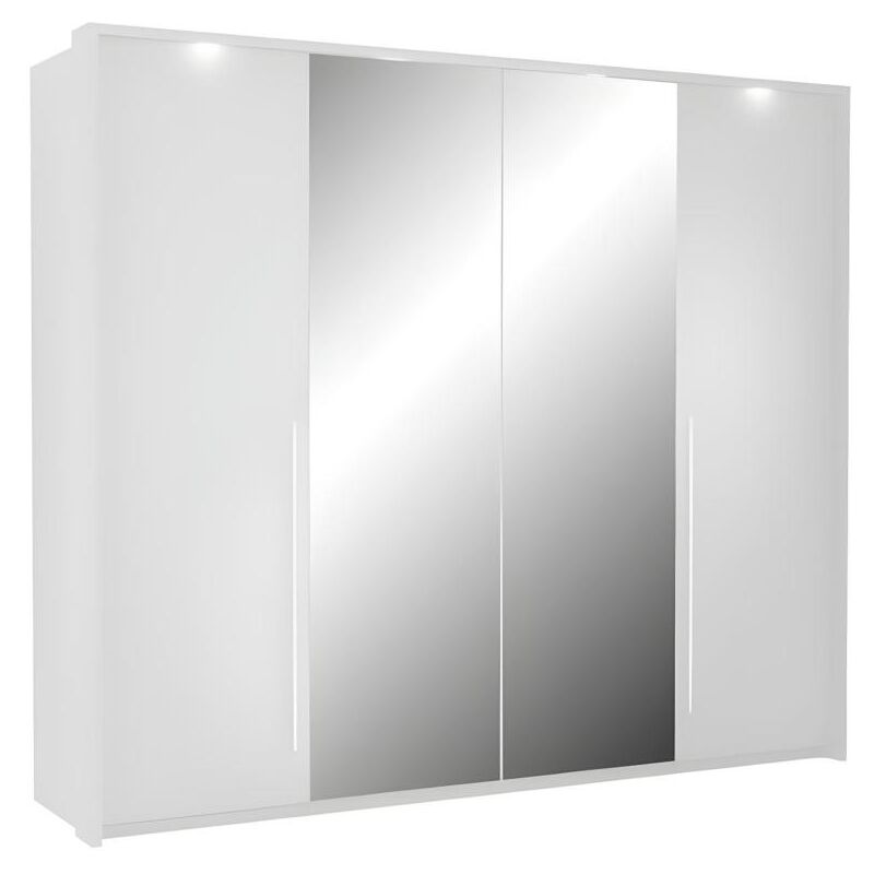 foto del prodotto vente unique armadio 2 ante con specchio e led l255 cm bianco ingina
