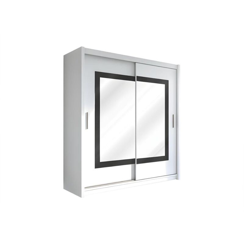 foto del prodotto vente unique armadio 2 ante scorrevoli con specchio l203 cm colore bianco autlan