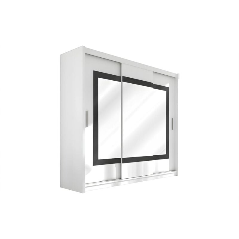 foto del prodotto vente unique armadio 3 ante scorrevoli con specchio l250 cm colore bianco autlan