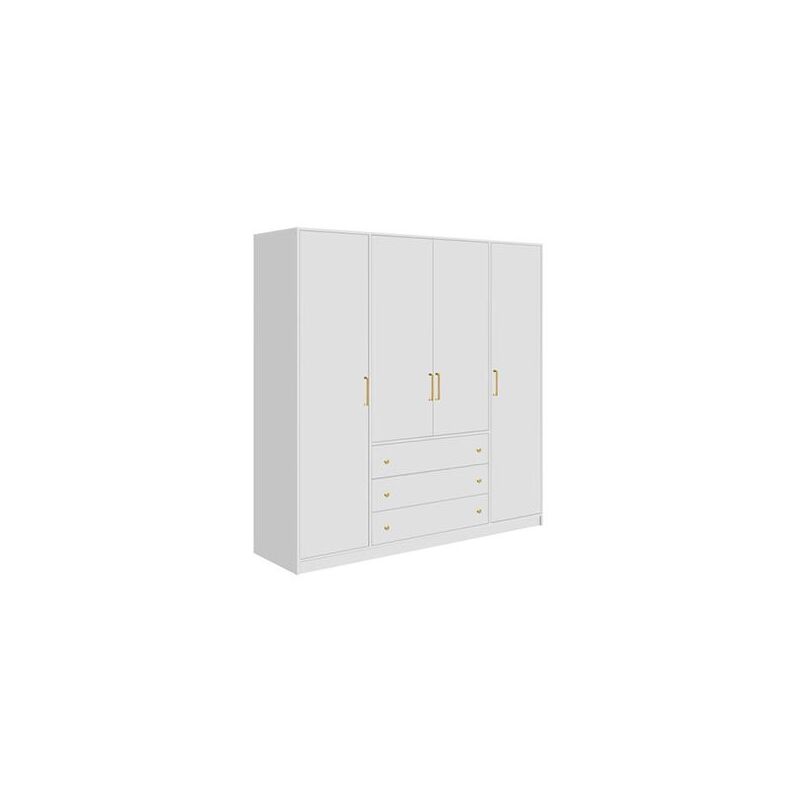 foto del prodotto vente unique armadio 4 ante e 3 cassetti l196 cm bianco lizandro
