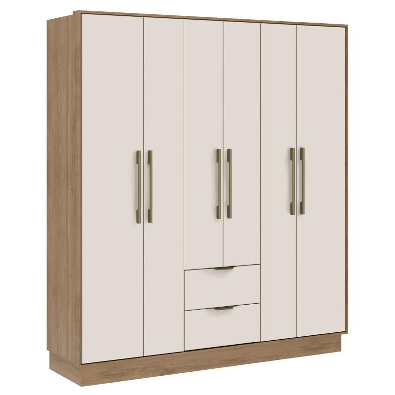 foto del prodotto vente unique armadio 6 ante e 2 cassetti l162 cm beige e naturale feova
