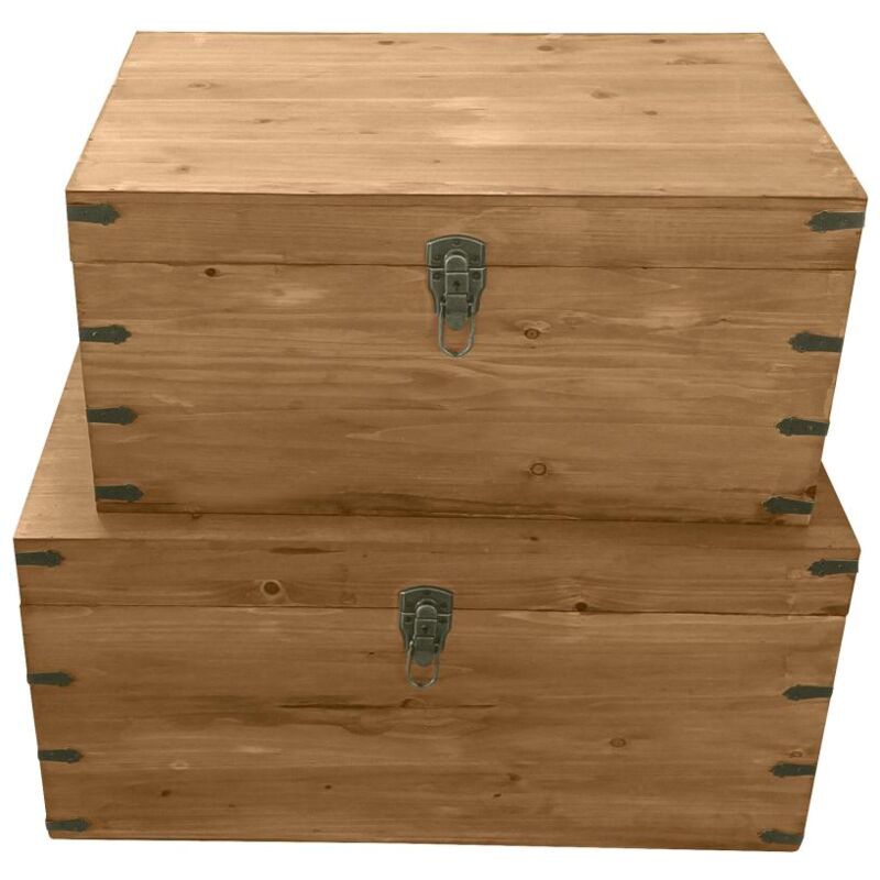 foto del prodotto vente unique baule in legno di abete e mdf l. 70xp. 46xh. 35cm e l. 60xp. 38xh. 30cm naturale lotto di 2 malouen