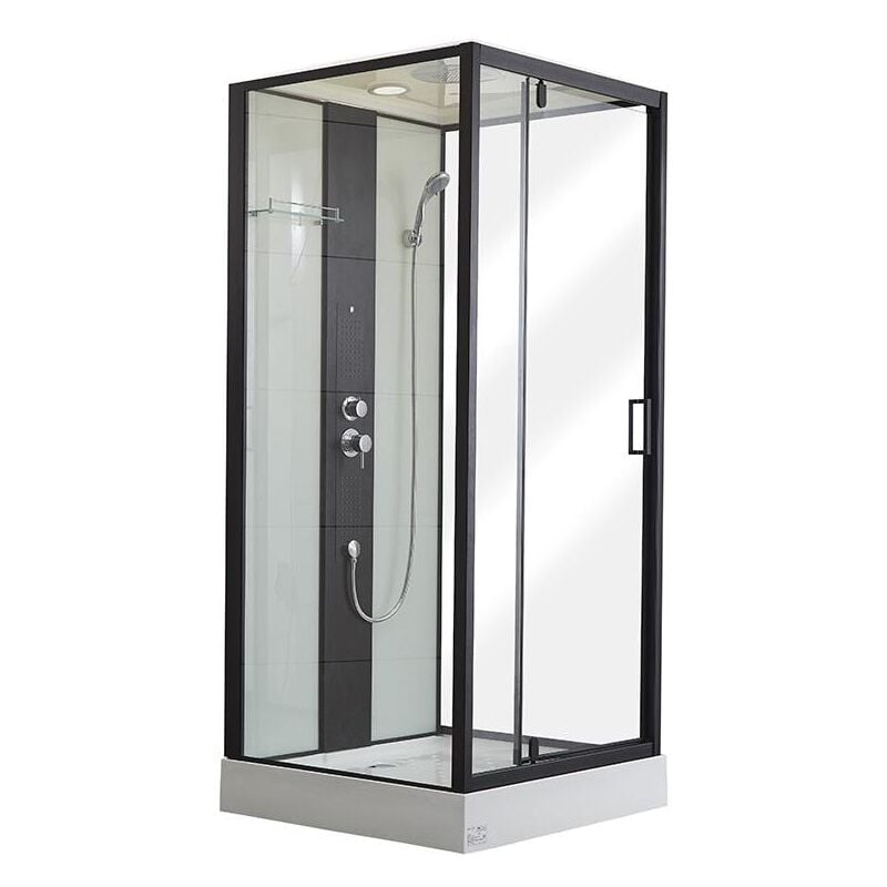 foto del prodotto vente unique box doccia idromassaggio 2 zone di getti massaggianti l90 x p90 x h215 cm pioggia tropicale e doccino primea