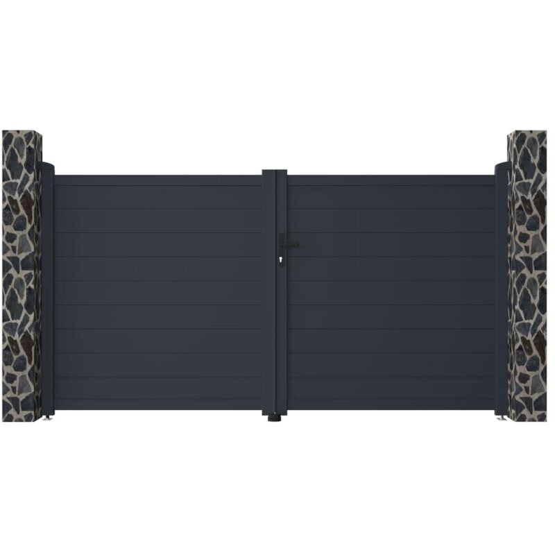foto del prodotto vente unique cancello a battente l305 x h166 cm alluminio pieno antracite nazario