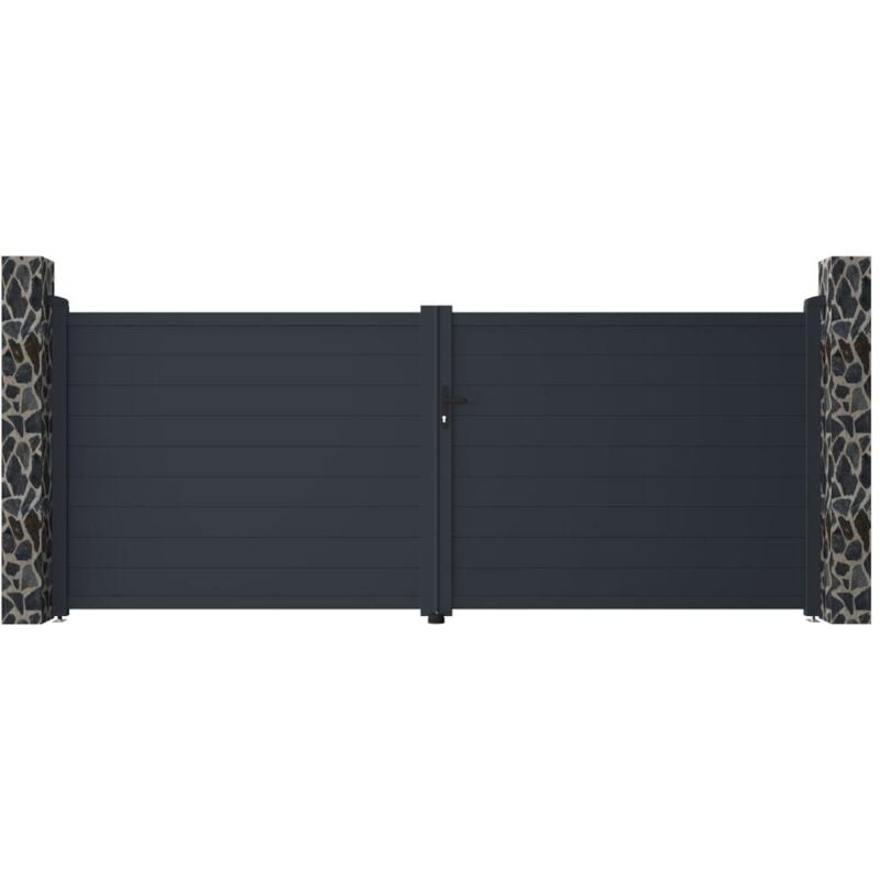 foto del prodotto vente unique cancello a battente l397 x h166 cm alluminio pieno antracite nazario