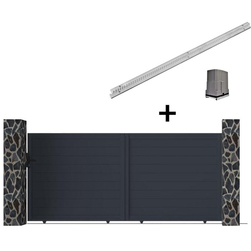 foto del prodotto vente unique cancello elettrico scorrevole l374 x h180 cm alluminio pieno antracite nazario
