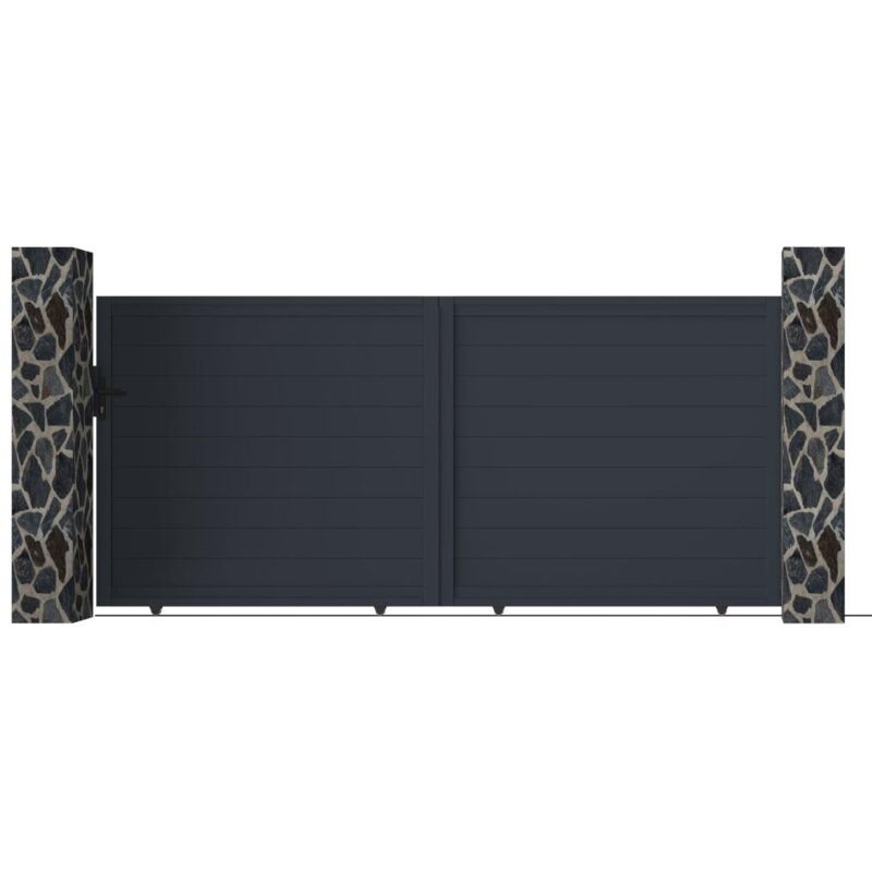 foto del prodotto vente unique cancello scorrevole l374 x h165 cm alluminio pieno antracite nazario