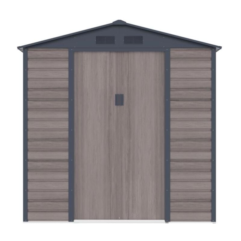foto del prodotto vente unique casetta da giardino 4,15 m in acciaio galvanizzato effetto legno grigio adelmo