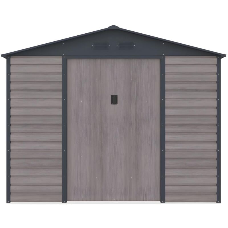 foto del prodotto vente unique casetta da giardino 5,40 m in acciaio galvanizzato effetto legno grigio adelmo