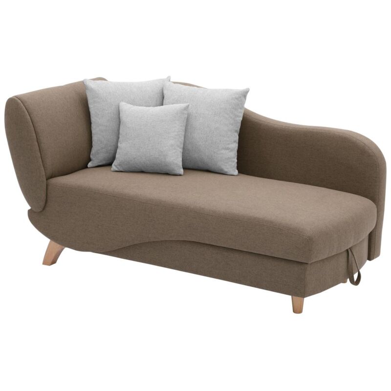 foto del prodotto vente unique chaise longue letto con contenitore in tessuto marrone angolo a destra penelope