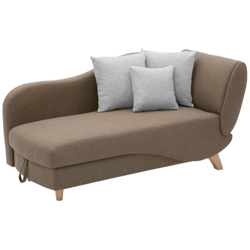 foto del prodotto vente unique chaise longue letto con contenitore in tessuto marrone angolo a sinistra penelope