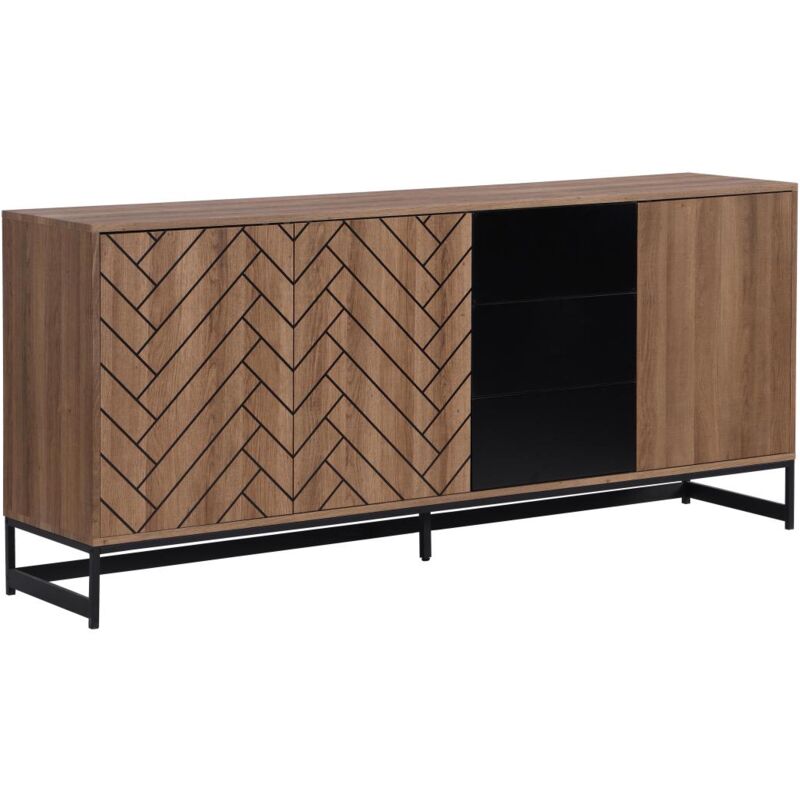 foto del prodotto vente unique credenza 3 ante e 3 cassetti mdf naturale e nero caratana