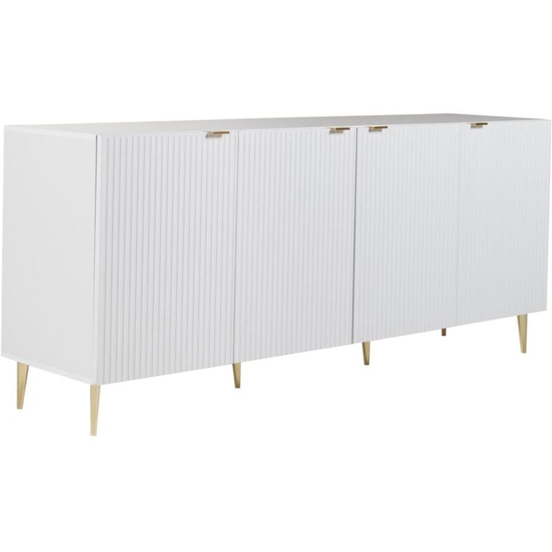 foto del prodotto vente unique credenza con 4 ante in mdf e acciaio bianco e dorato yesinia