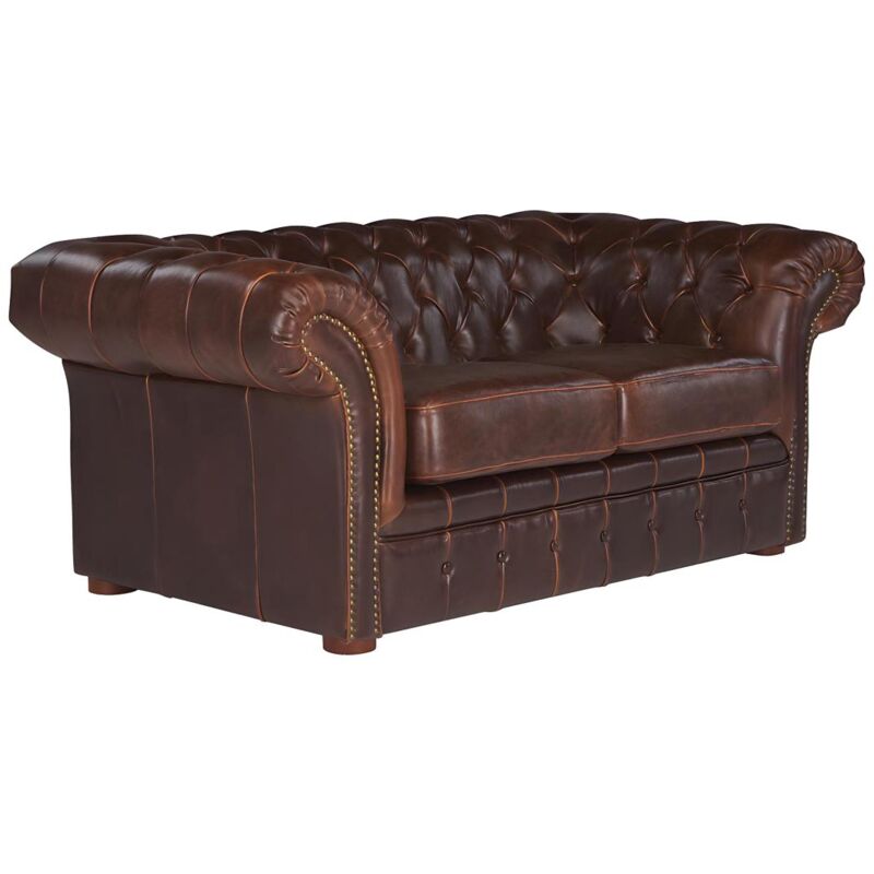 foto del prodotto vente unique divano 2 posti chesterfield in pelle invecchiato marrone clotaire