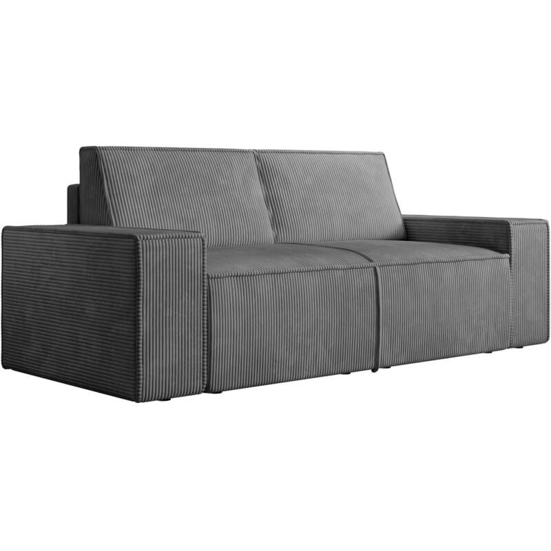 foto del prodotto vente-unique - divano 2 posti in velluto a coste antracite - amelia