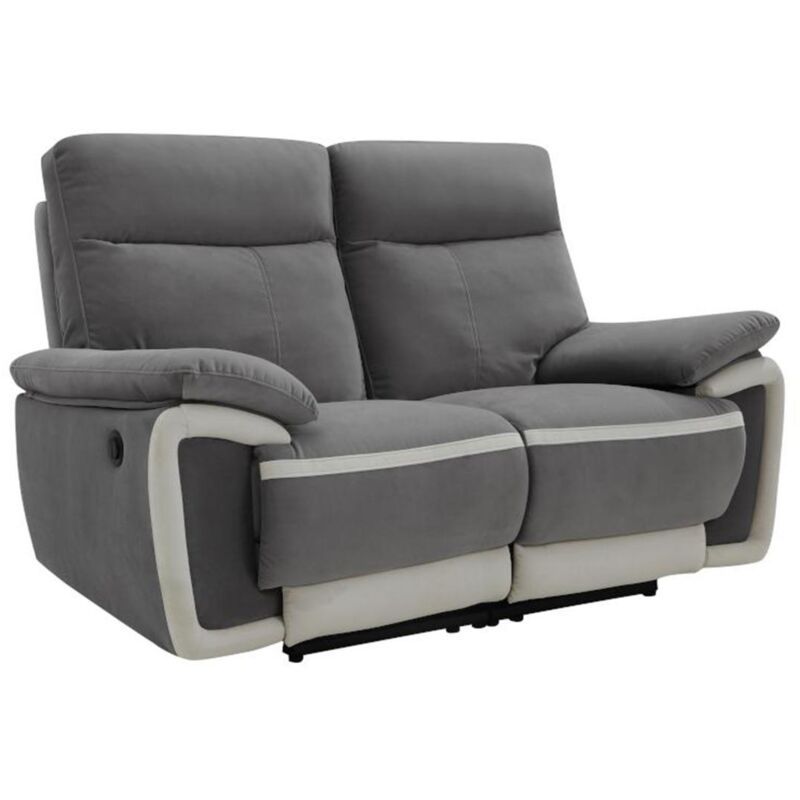 foto del prodotto vente unique divano 2 posti relax elettrico in velluto grigio e fasce cru metti