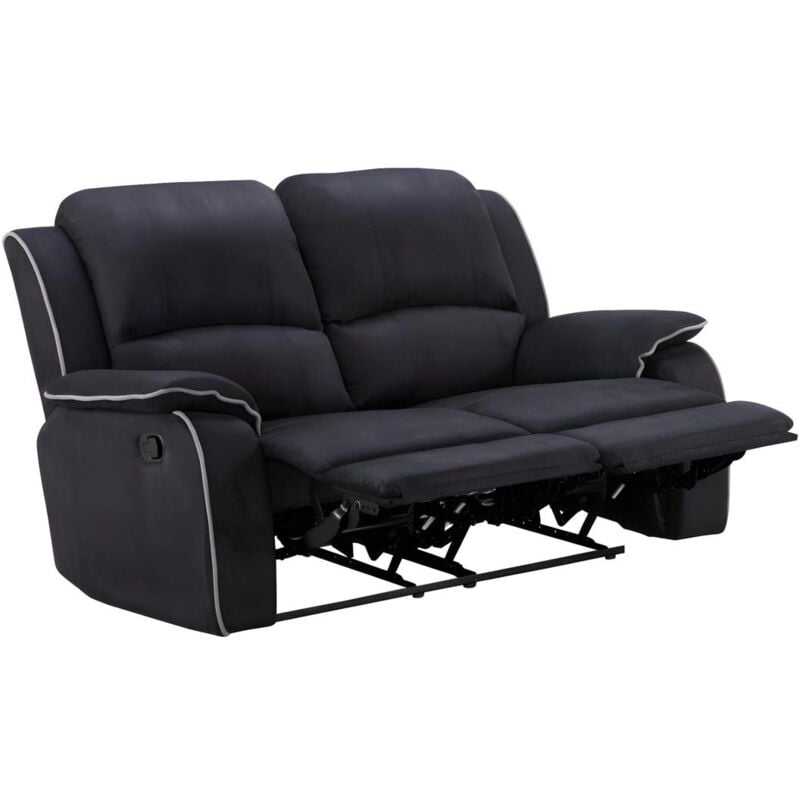 foto del prodotto vente unique divano 2 posti relax in microfibra nero hernani