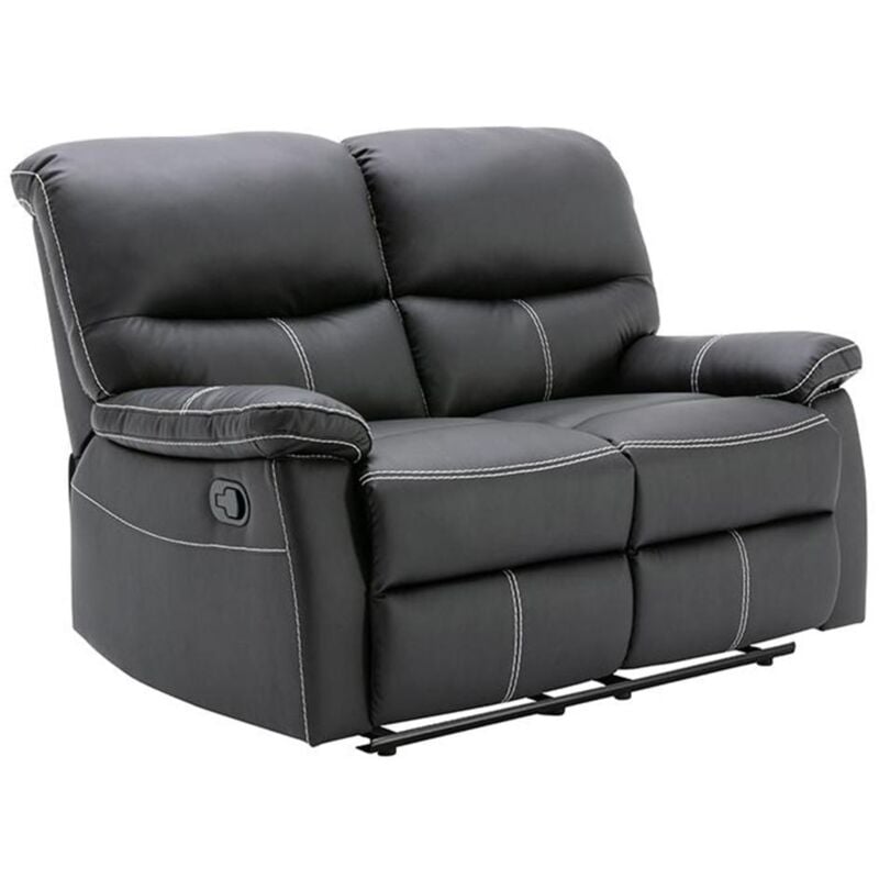 foto del prodotto vente-unique - divano 2 posti relax in similpelle nero - canby