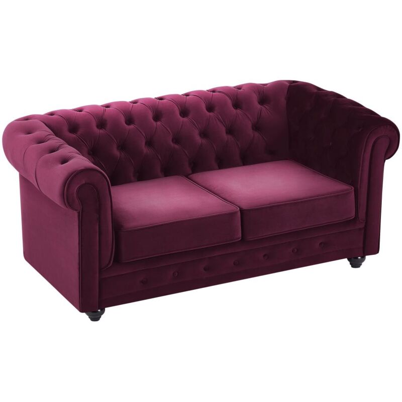 foto del prodotto vente unique divano 2 posti velluto porpora chesterfield